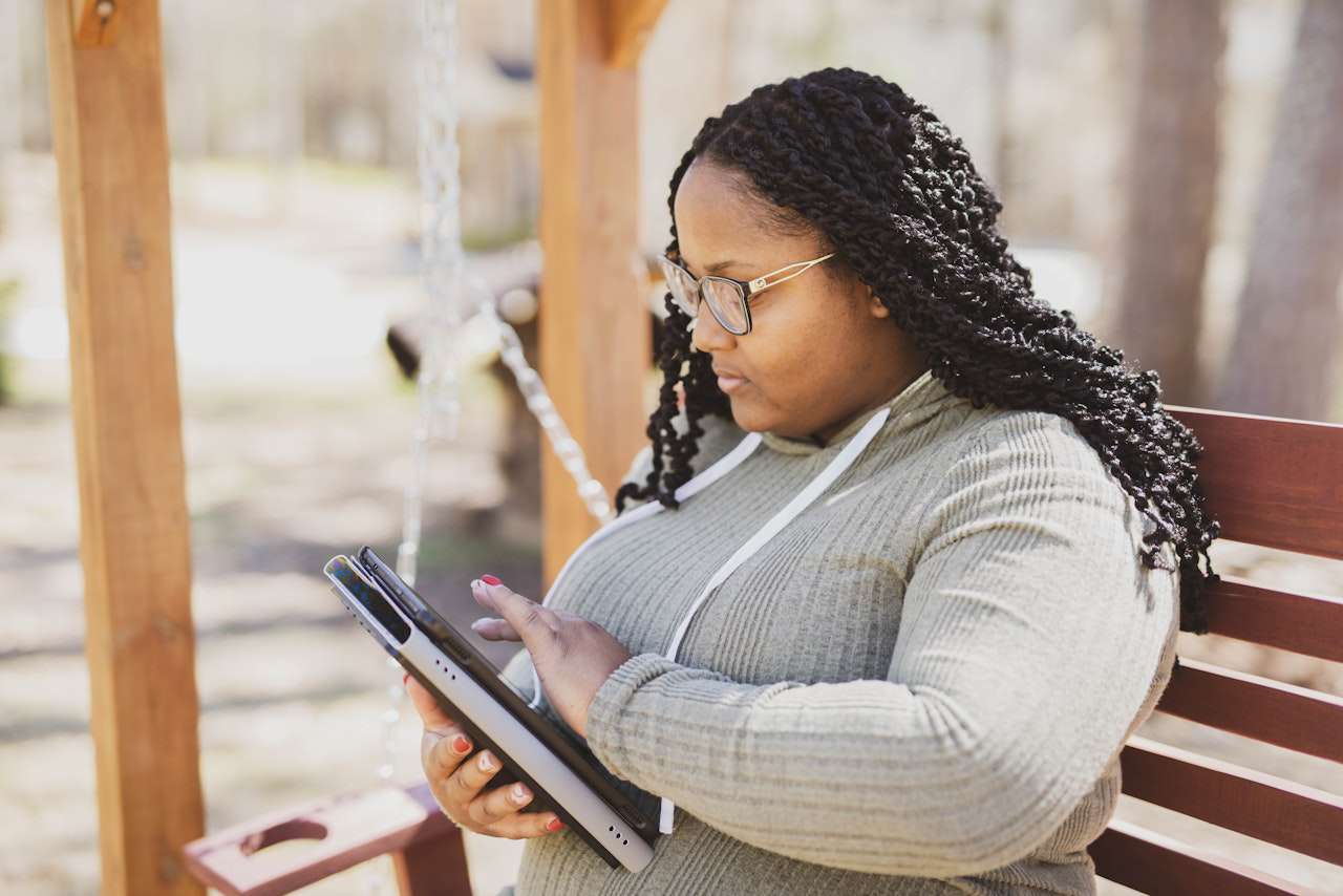 a person using a tablet