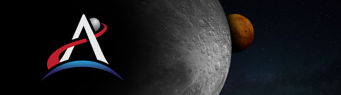 Artemis logo with moon in the background