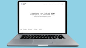 Laptop displaying Welcome to Culture 360