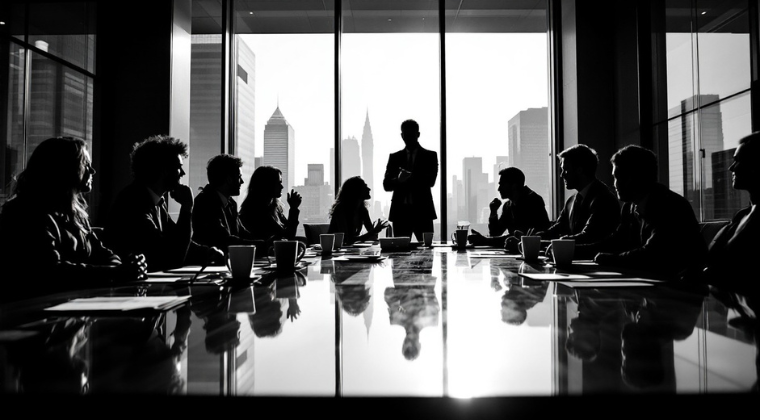 Executive leadership team discussing workplace inclusion strategy, organizational culture, and employee engagement in a boardroom meeting