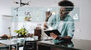 Employee using AI-powered digital tools to access information and support everyday work and decision-making